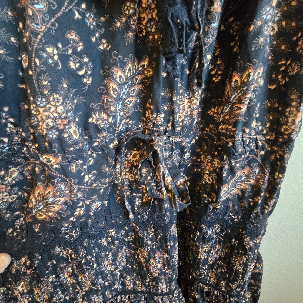 Ulla Johnson Jacqueline 8 Black Floral Pleated Cocktail Evening Midi Dress - Picture 5 of 14